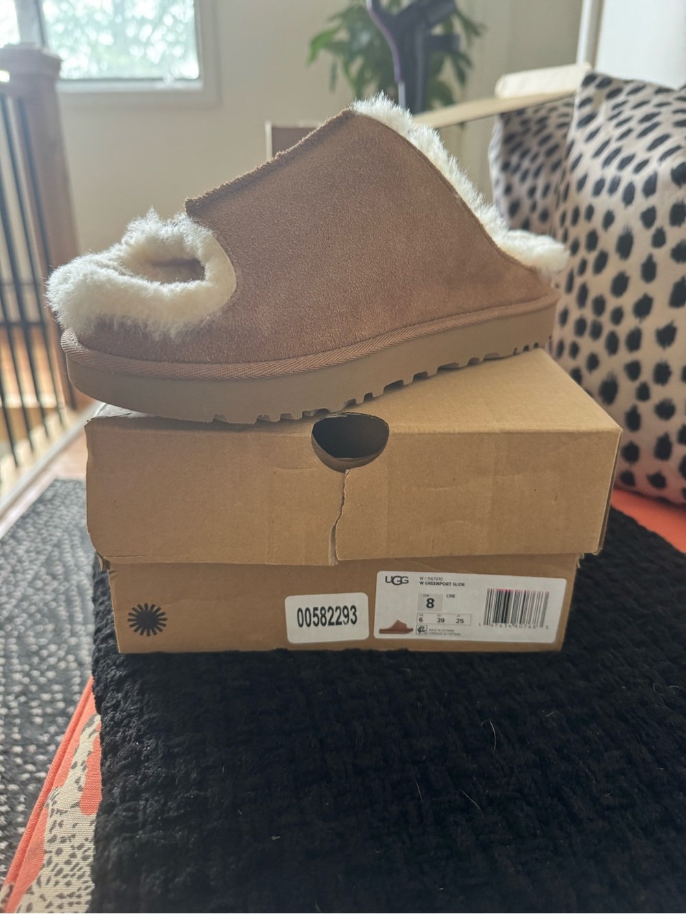 Calling UGG lovers! UGG Chestnut Suede Shearling Open-Back Slide